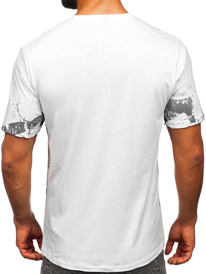 Férfi pamut póló mintával fehér színben Bolf 14766