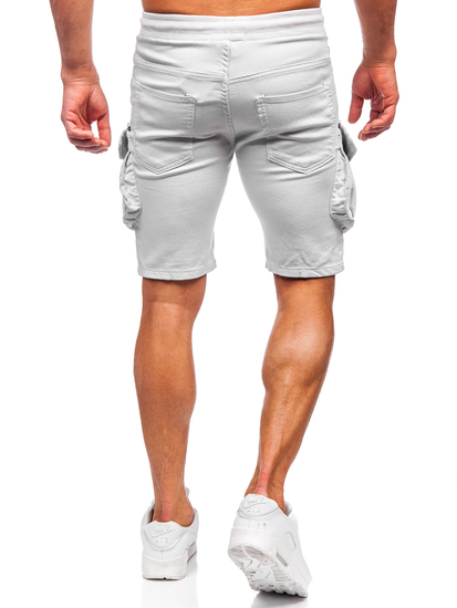 Világosszürke anyagból készült férfi cargo rövidnadrág Bolf 384K