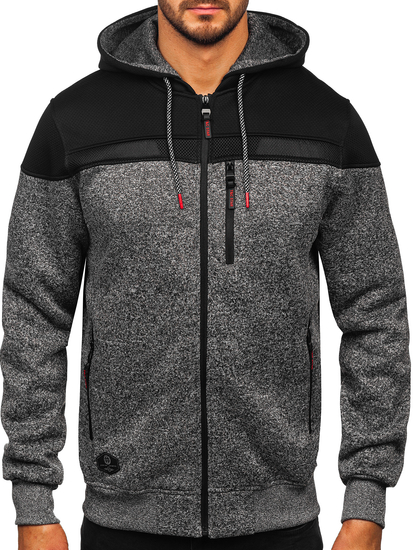 Antracit férfi pulóver-dzseki kapucnival Bolf TC1217