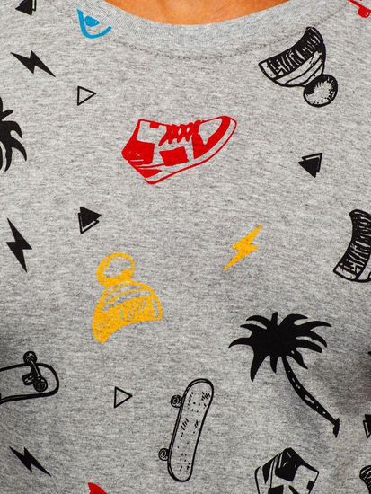 Mintás férfi póló szürke színben Bolf 1150