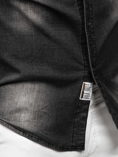 Hosszú ujjú férfi farmering fekete színben Bolf MC703N