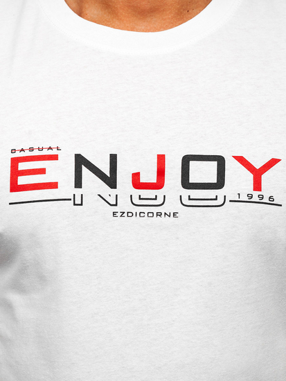 Férfi pamut póló mintával fehér színben Bolf 14773