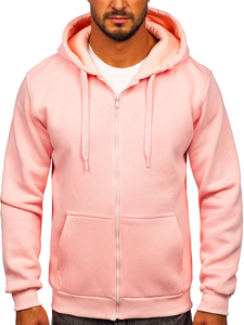 Vastag nyitható férfi melegítőfelső kapucnival világos rózsaszín színben Bolf 2008