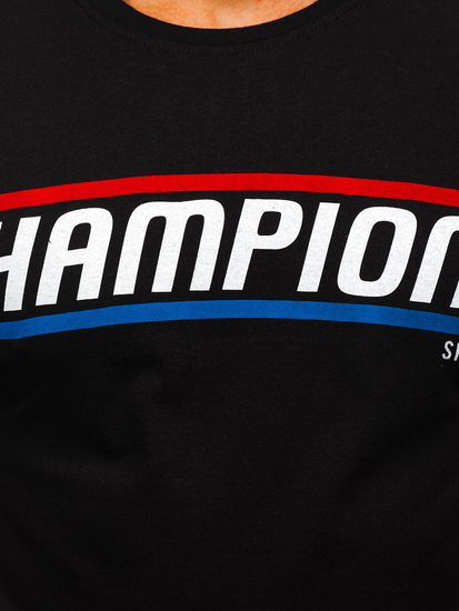 Mintás férfi póló fekete színben Bolf SS10953