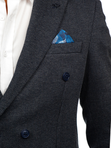 Tengerészkék kétsoros férfi okos blézer Bolf 006