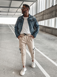 Férfi katonai jogger nadrág bézs színben Bolf 6685