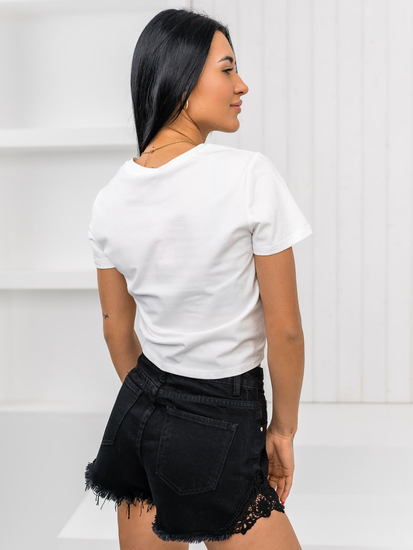 Fehér női póló applikációval Bolf 96T612