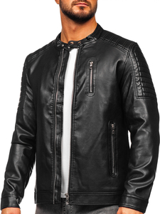 Férfi biker bőrdzseki fekete színben Bolf 11Z8017