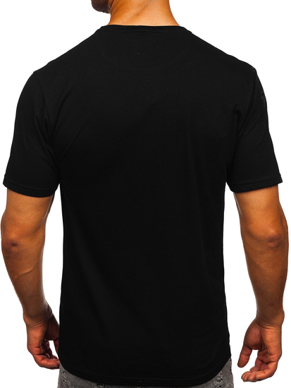 Fekete pamut férfi póló nyomtatással Bolf 5066