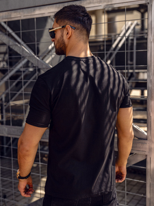 Fekete T-shirt férfi nyomott mintás Bolf 1171A