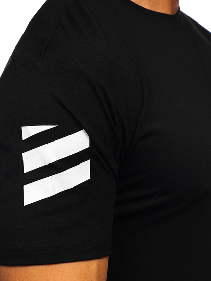 Fekete színű mintás férfi póló Bolf 14404