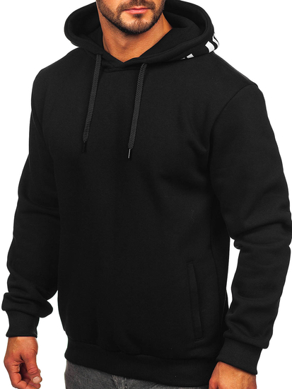 Fekete színű kapucnis férfi melegítőfelső mintával Bolf 147050