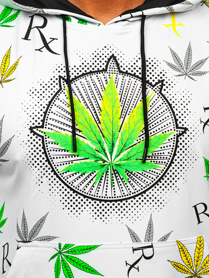 Fehér mintás kapucnis férfi pulcsi Bolf HM612