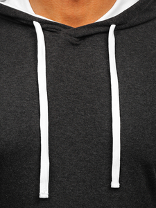 Férfi póló kapucnival minta nélkül antracitszürke-fehér színben Bolf 08