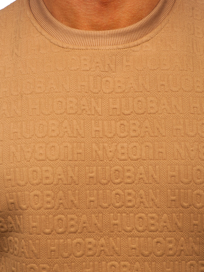 Bézs színű mintás férfi melegítőfelső kapucni nélkül Bolf LJ0599