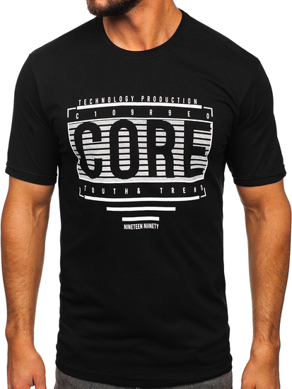 Fekete színű férfi póló mintával Bolf SS11071