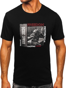 Fekete pamut férfi póló mintával Bolf MPO3475