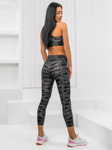 Kétrészes terepmintás női tréning szett fekete színben Bolf XL016