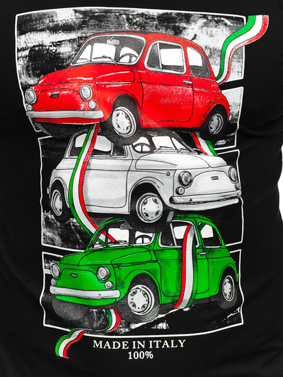 Mintás férfi póló fekete színben Bolf HM918