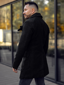 Fekete két soros férfi télikabát magas gallérral Bolf 1048A2