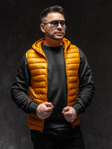 Steppelt férfi mellény kapucnival sárga Bolf LY36