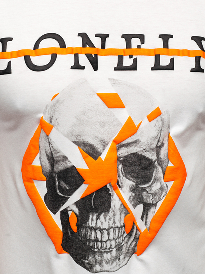 Mintás férfi póló fehér színben Bolf Y70011