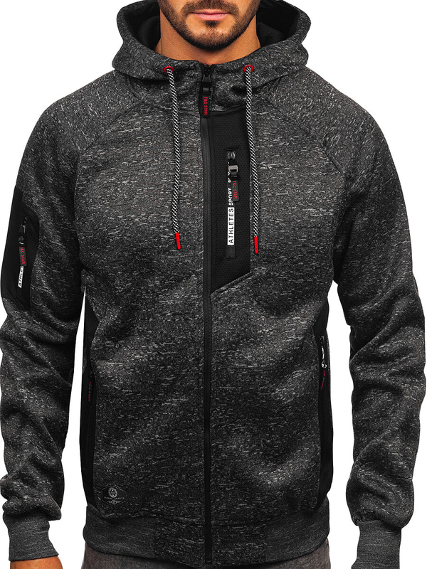 Grafit bélelt férfi kapucnis pulóver Bolf TC1306