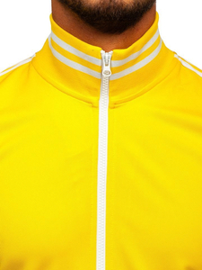 Nyitható retro style férfi pulcsi állógallérral sárga színben Bolf 11113