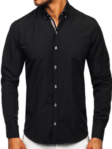 Hosszú ujjú férfiing fekete színben Bolf 20718