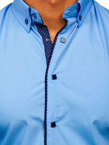 Égszínkék hosszú ujjú elegáns férfi ing Bolf 7724-1