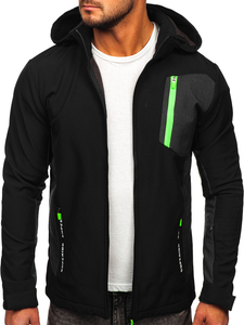 Fekete férfi átmeneti softshell dzseki Bolf HM188