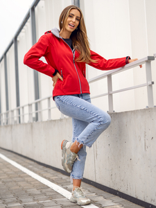 Piros női átmeneti softshell dzseki Bolf AB056