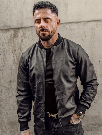 Férfi bomber bőrdzseki fekete színben Bolf 3A65A