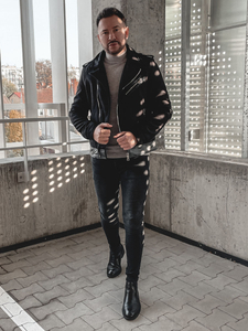 Átmeneti férfi motorosdzseki fekete színben Bolf 79M15501