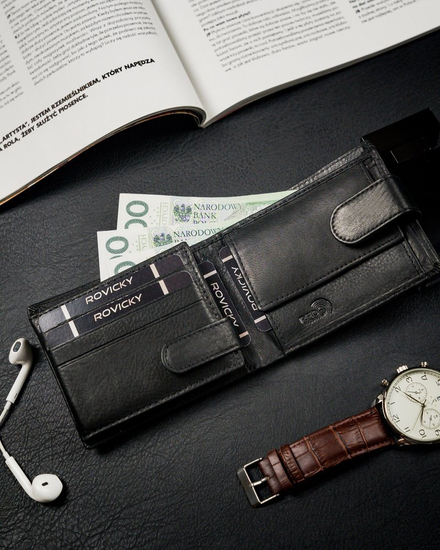 Fekete színű férfi bőr pénztárca 13967