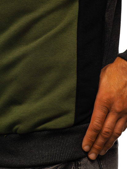 Férfi pulcsi kapucnival khaki Bolf BF-28S