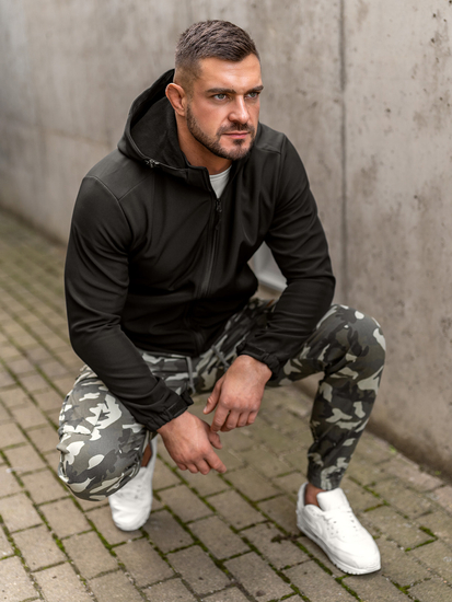 Fekete férfi átmeneti softshell dzseki Bolf HH017A