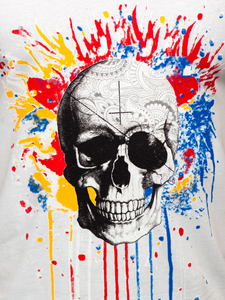 Fehér mintás férfi ujjatlan trikó Bolf 14839