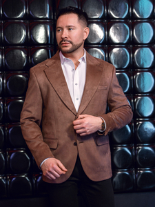 Férfi barna bársony zakó Bolf 24410