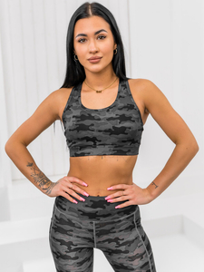 Kétrészes terepmintás női tréning szett fekete színben Bolf XL016