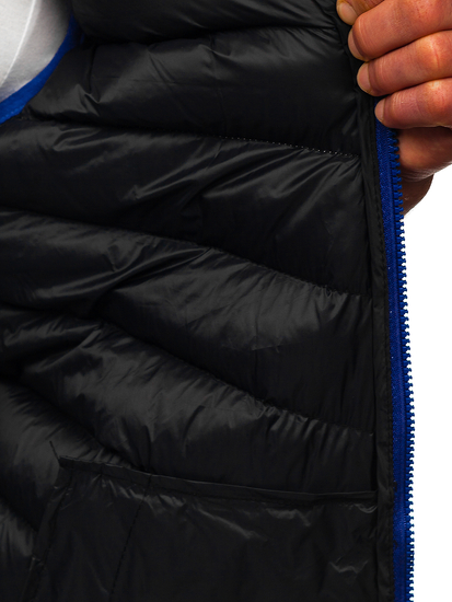 Steppelt férfi mellény kapucnival gránátkék színben Bolf HDL88004