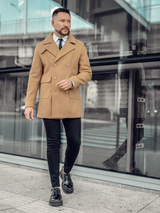 Férfi télikabát rövid, dupla soros camel színű Bolf 11Z8215A