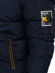 Sötétkék steppelt téli férfidzseki Bolf 6902