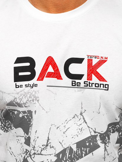 Férfi pamut póló mintával fehér színben Bolf 14766