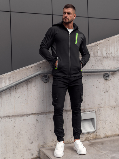 Fekete férfi átmeneti softshell dzseki Bolf HM188