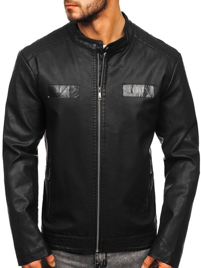 Férfi bőrdzseki fekete Bolf 1122