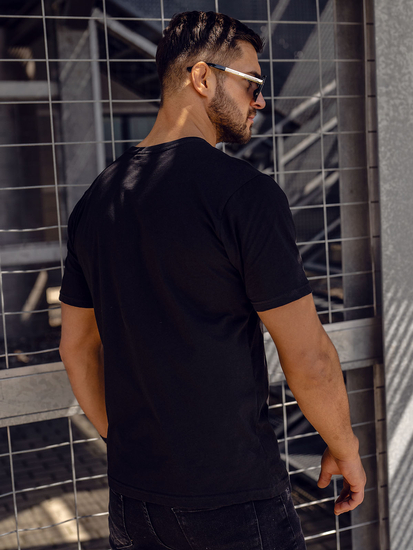 Fekete T-shirt férfi nyomott mintás Bolf 142174A