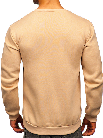 Vastag férfi melegítőfelső kapucni nélkül bézs színben Bolf 2001