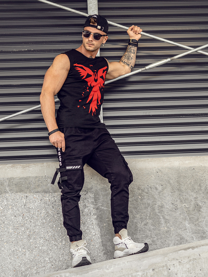 Mintás tank-top fekete színben Bolf 14804A