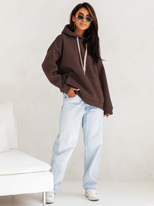 Női kapucnis pulóver szigetelt kanguru csokoládé Bolf 82131